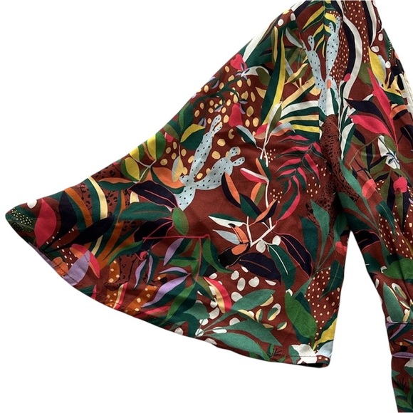 Farm Rio for Anthropologie Fiesta Wrap Maxi Dress Petite Medium - Picture 10 of 11